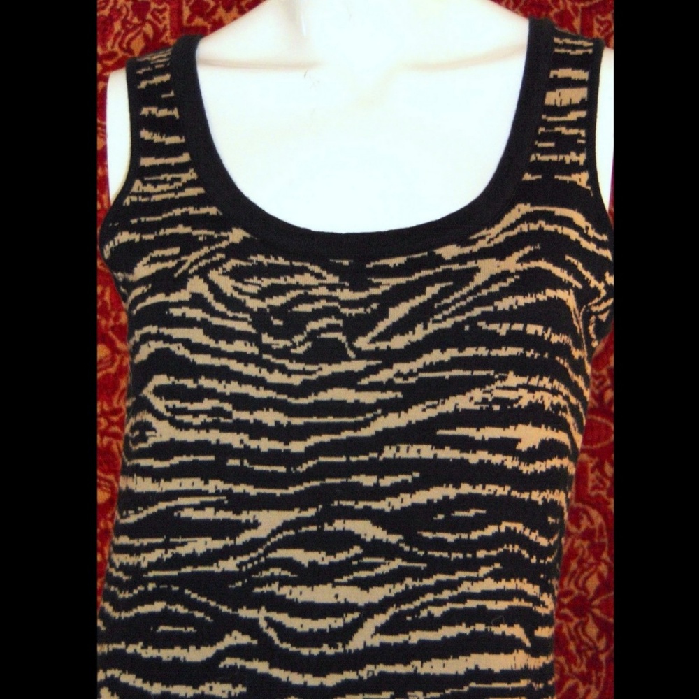 MAC & JAC beige animal knit tank wiggle dress S✨ - Picture 2 of 5